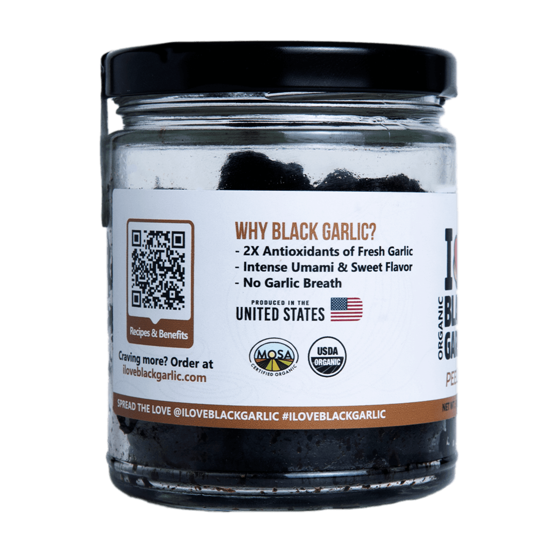 Organic Peeled Black Garlic Cloves – 5 oz | Ready-to-Eat | Sweet Umami Flavor | Vegan & USA-Made - I Love Black Garlic