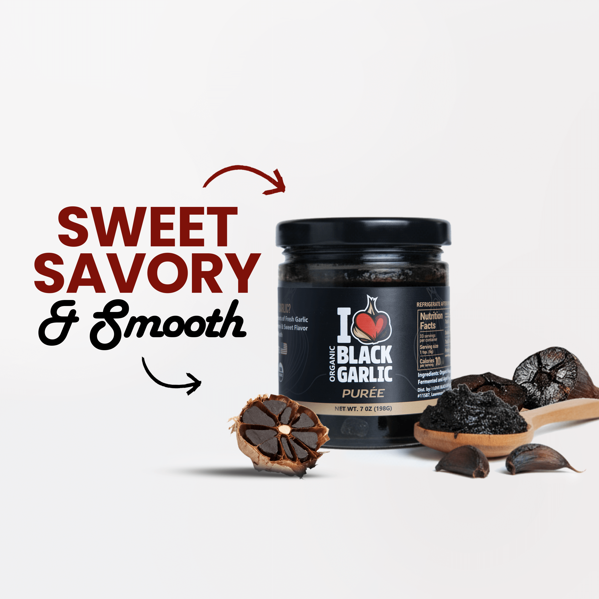 Organic Black Garlic Purée – 7 oz Jar | Rich Umami Flavor | Slow-Fermented | USA-Made | Vegan & Gluten-Free
