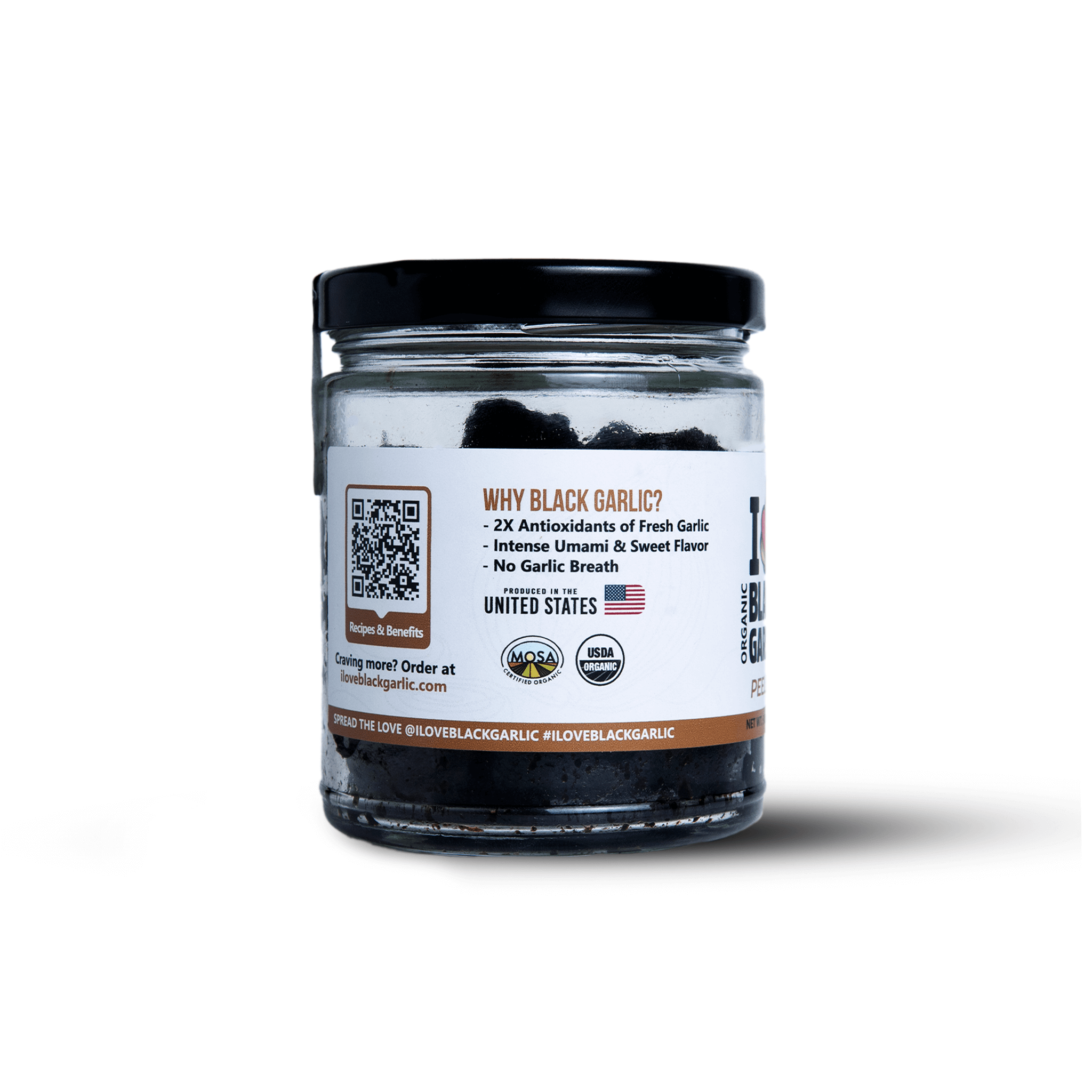 Jar of Organic Peeled Black Garlic Cloves – 5 oz | Ready-to-Eat | Sweet Umami Flavor | Vegan & USA-Made