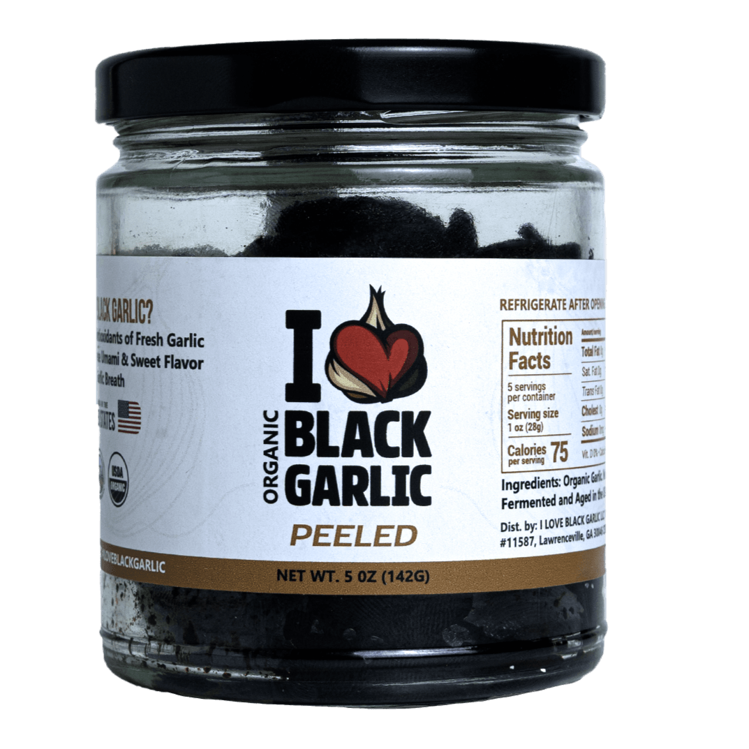 Organic Peeled Black Garlic Cloves – 5 oz | Ready-to-Eat | Sweet Umami Flavor | Vegan & USA-Made - I Love Black Garlic