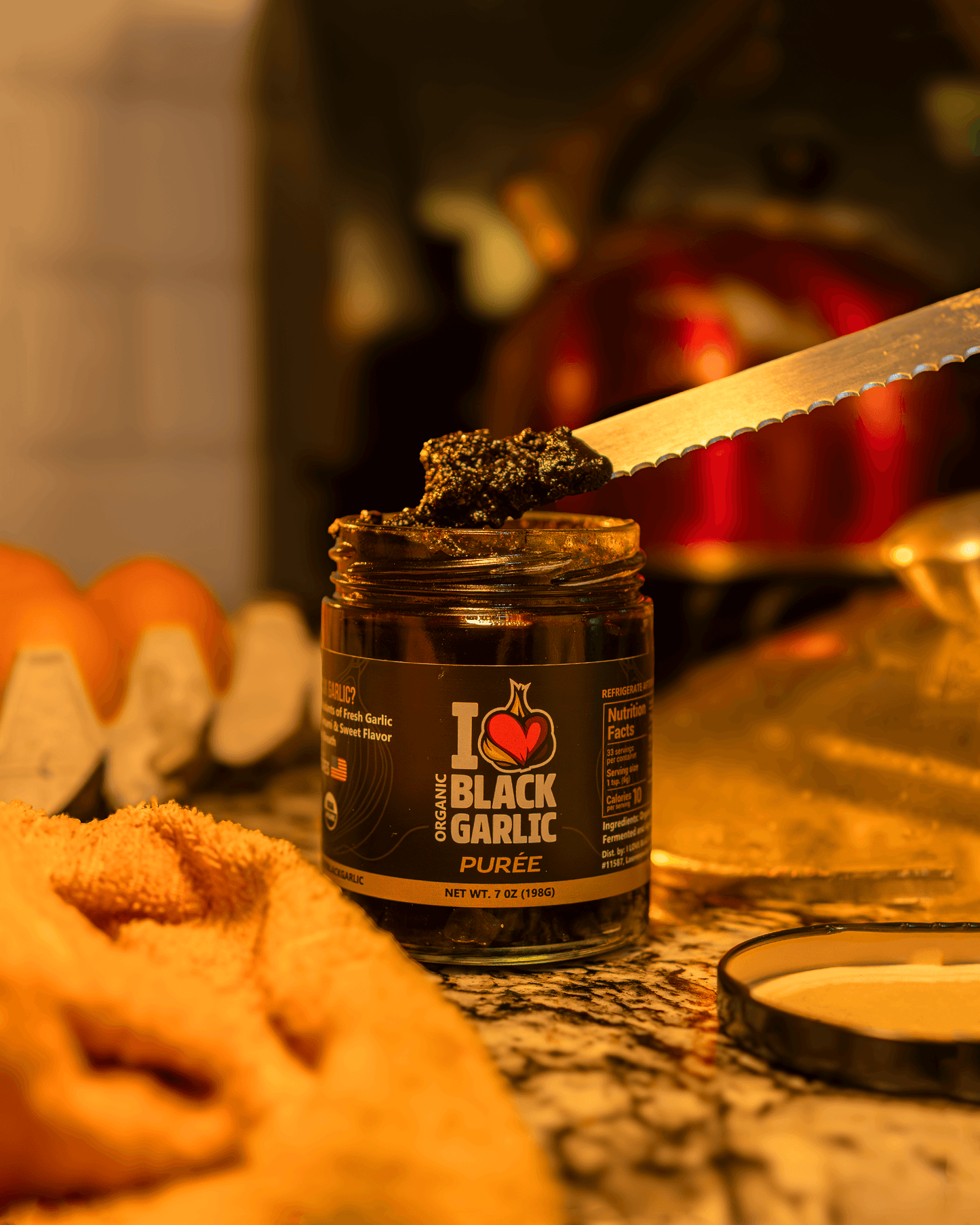 Organic Black Garlic Purée – 7 oz Jar | Rich Umami Flavor | Slow-Fermented | USA-Made | Vegan & Gluten-Free - I Love Black Garlic
