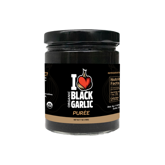Organic Black Garlic Purée – 7 oz Jar | 2X Antioxidants | Bold Umami Flavor | USA-Made | Vegan & Gluten-Free - I Love Black Garlic