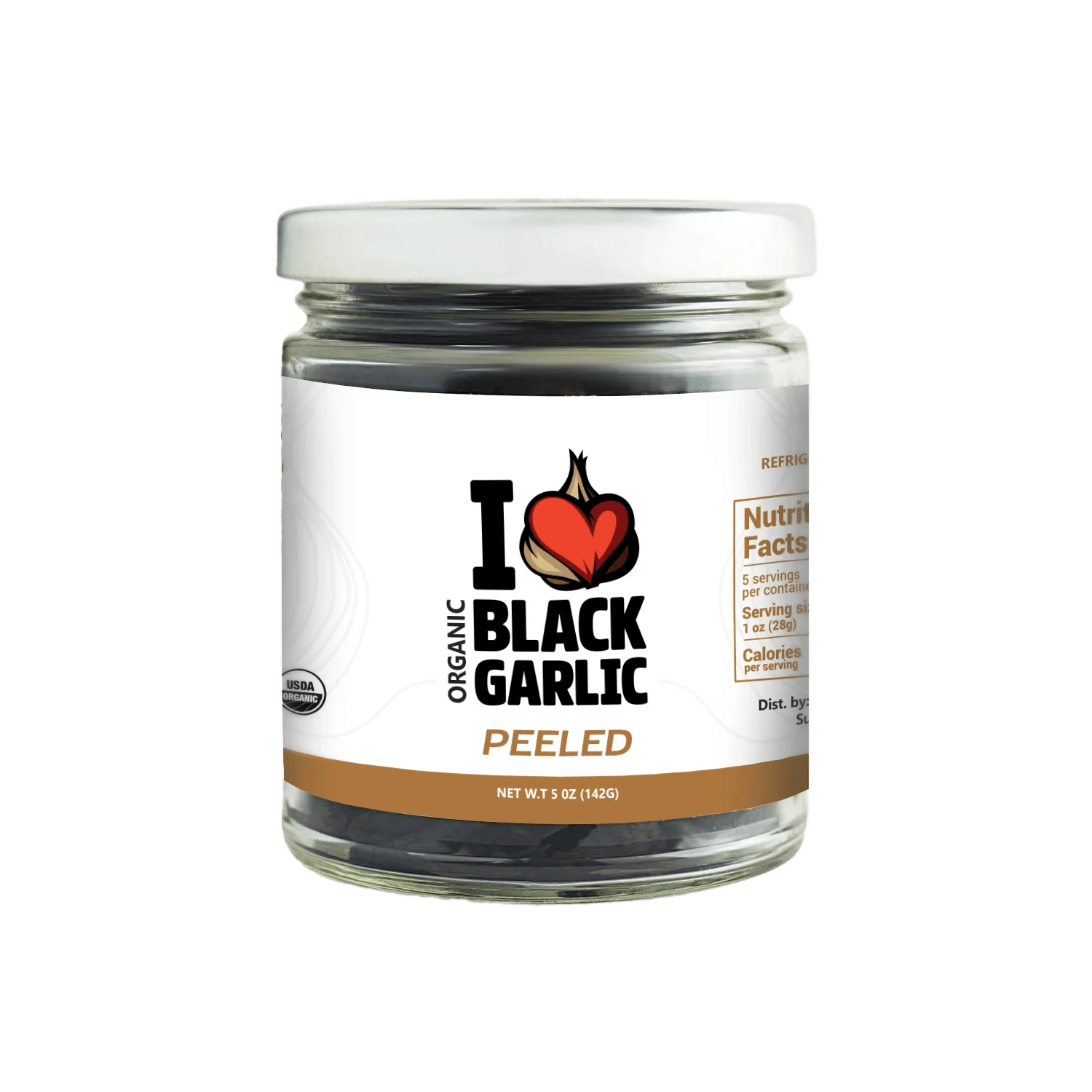 Organic Peeled Black Garlic Cloves – 5 oz | Ready-to-Eat | Sweet Umami Flavor | Vegan & USA-Made - I Love Black Garlic