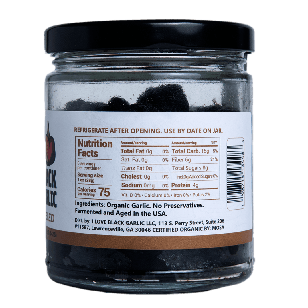 Organic Peeled Black Garlic Cloves – 5 oz | Ready-to-Eat | Sweet Umami Flavor | Vegan & USA-Made - I Love Black Garlic